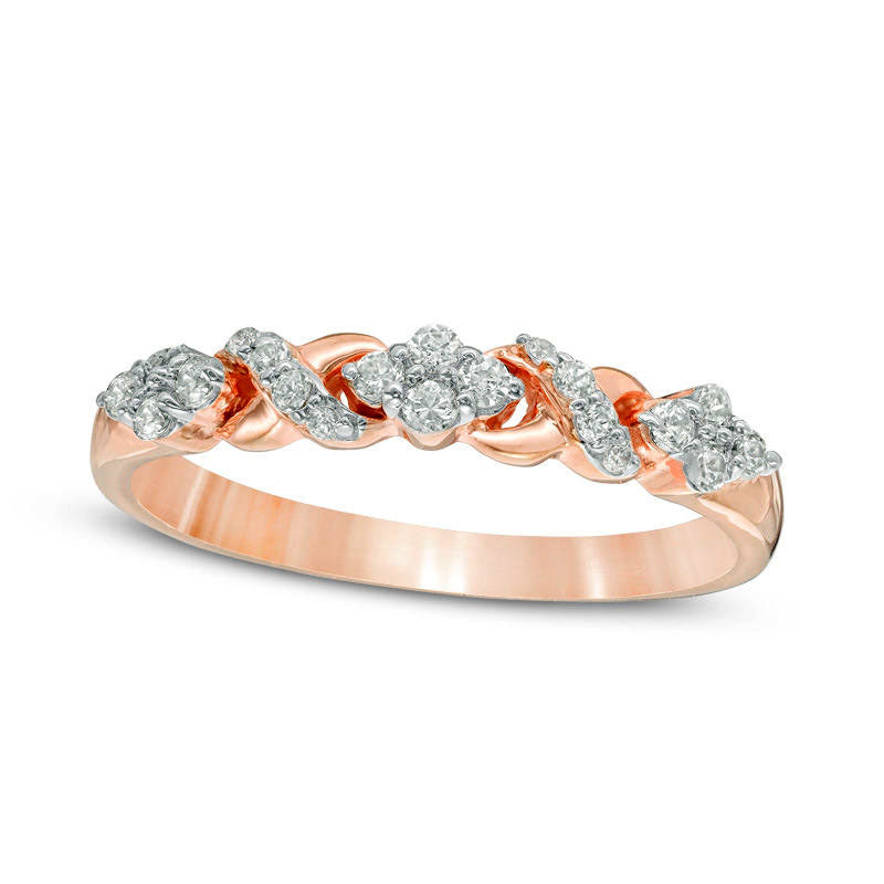 0.25 CT. T.W. Natural Diamond "XO" Band in Solid 10K Rose Gold