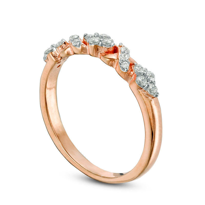 0.25 CT. T.W. Natural Diamond "XO" Band in Solid 10K Rose Gold