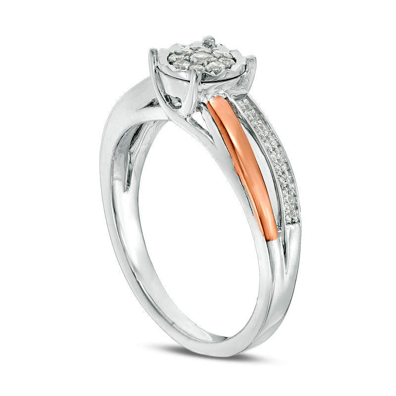 0.17 CT. T.W. Natural Diamond Frame Crossover Promise Ring in Sterling Silver and Solid 10K Rose Gold