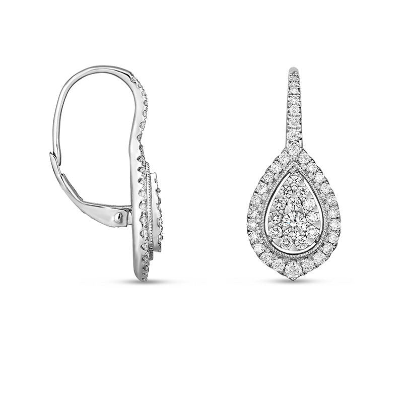 1 CT. T.W. Diamond Teardrop Frame Vintage-Style Drop Earrings in 14K White Gold