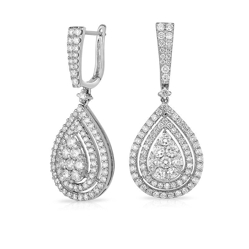 2.75 CT. T.W. Composite Diamond Double Teardrop Frame Drop Earrings in 14K White Gold