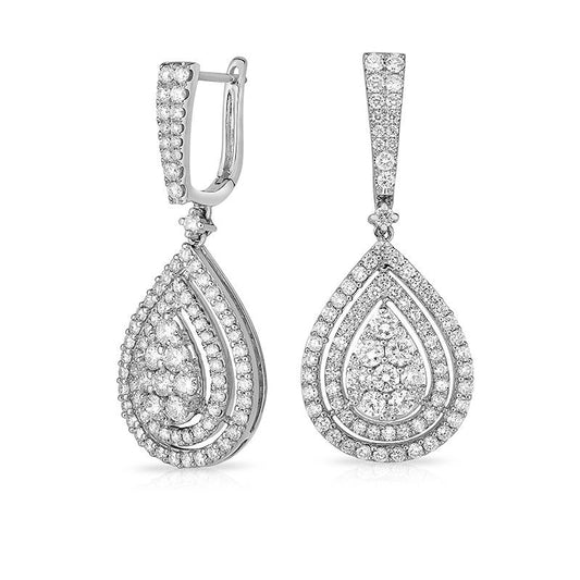 2.75 CT. T.W. Composite Diamond Double Teardrop Frame Drop Earrings in 14K White Gold