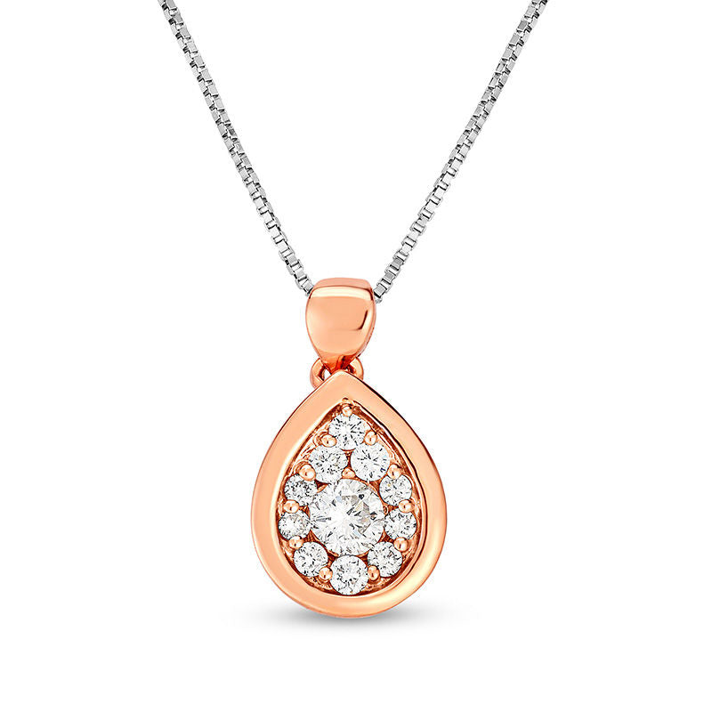 0.2 CT. T.W. Natural Diamond Teardrop Frame Pendant in 10K Rose Gold