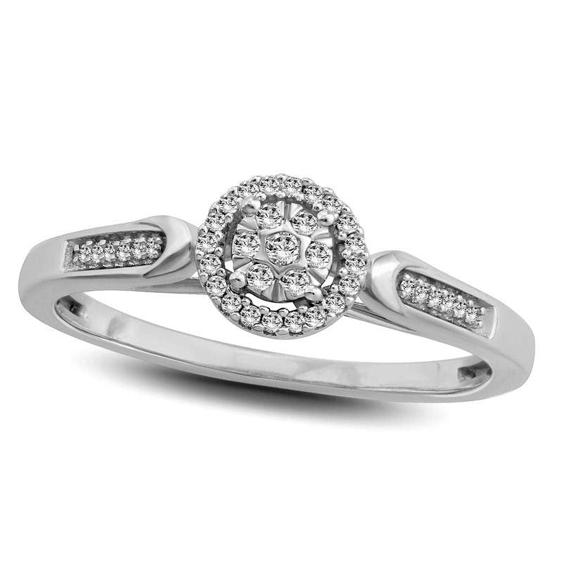 0.10 CT. T.W. Composite Natural Diamond Frame Promise Ring in Solid 10K White Gold