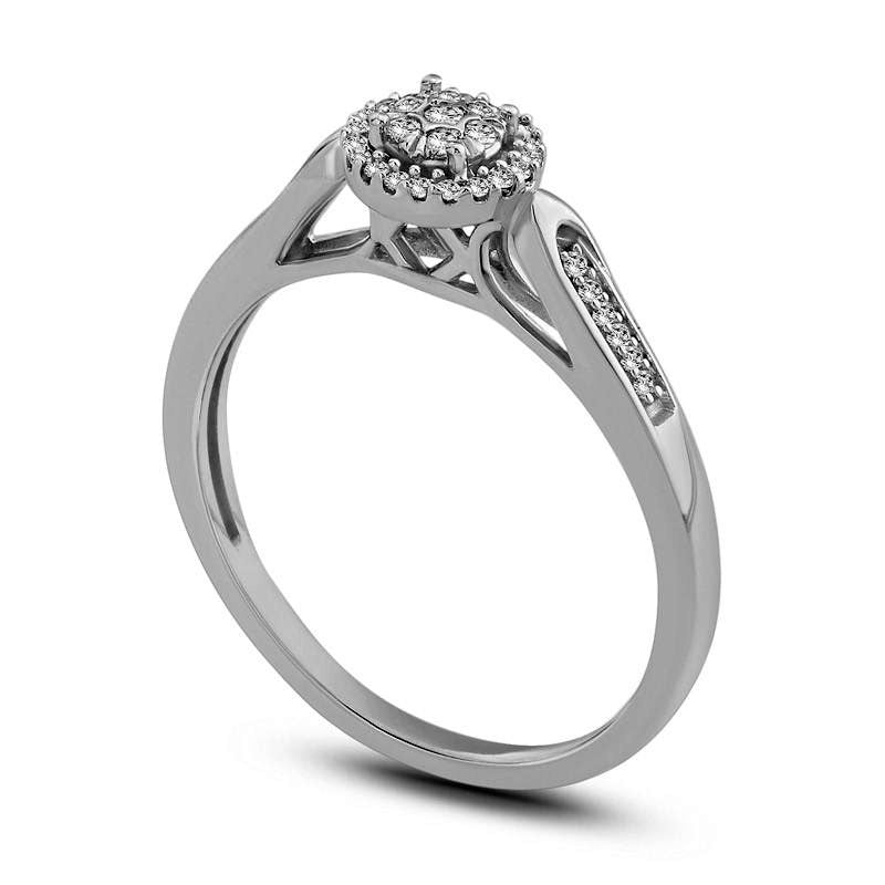 0.10 CT. T.W. Composite Natural Diamond Frame Promise Ring in Solid 10K White Gold