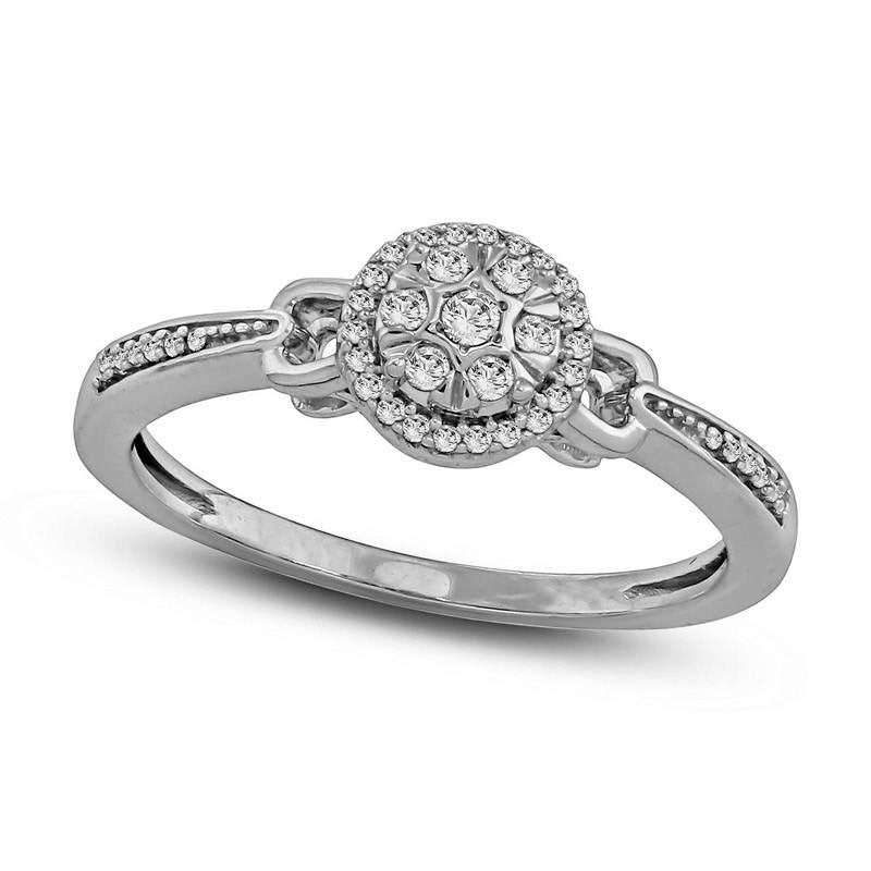 0.13 CT. T.W. Composite Natural Diamond Frame Promise Ring in Solid 10K White Gold