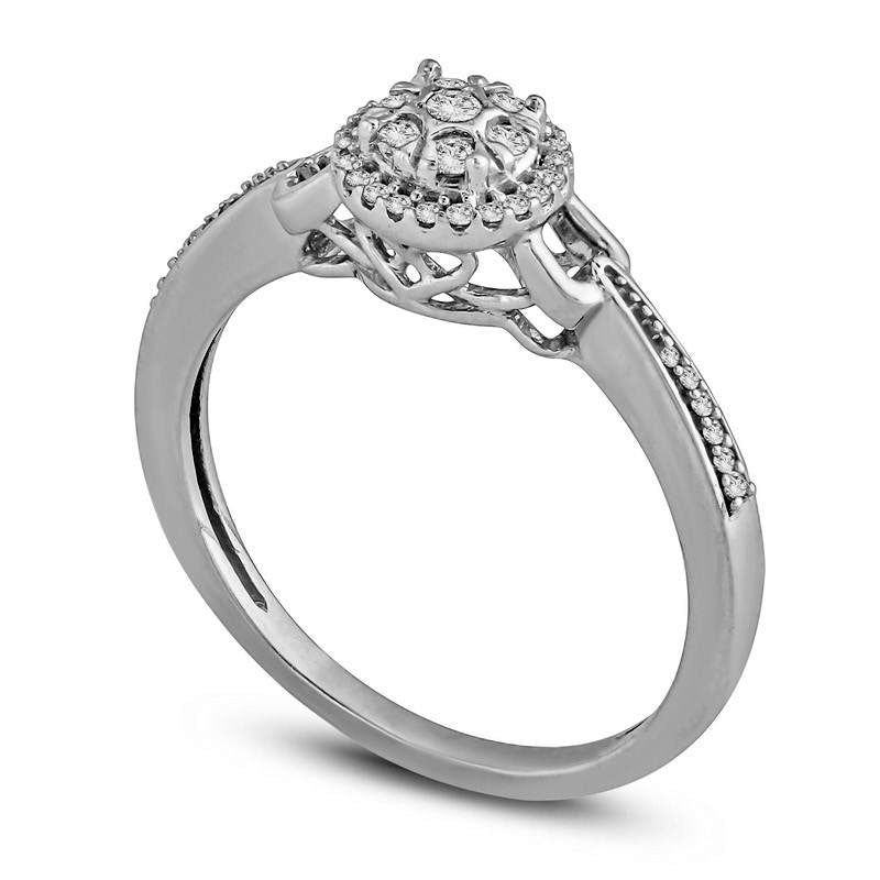 0.13 CT. T.W. Composite Natural Diamond Frame Promise Ring in Solid 10K White Gold