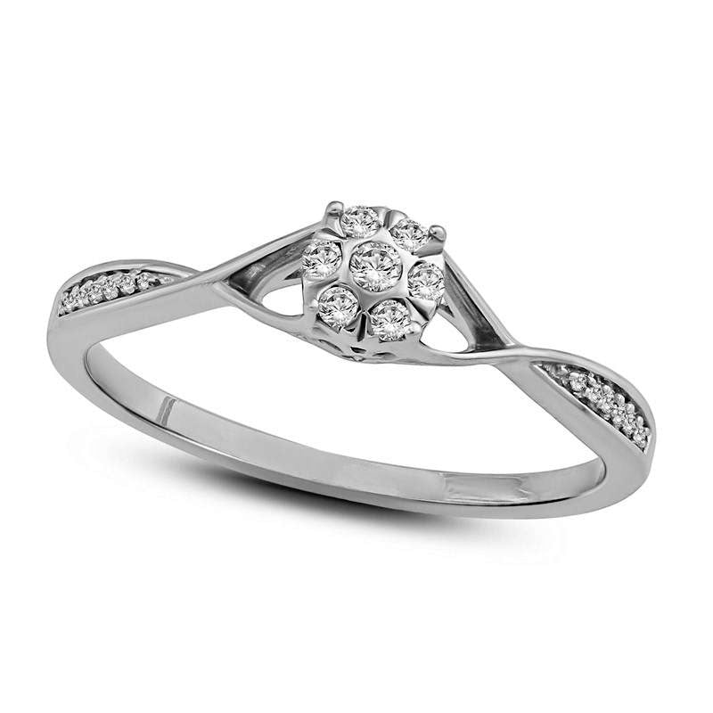 0.10 CT. T.W. Composite Natural Diamond Twist Promise Ring in Solid 10K White Gold