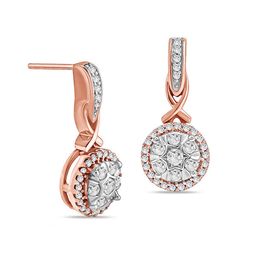 0.33 CT. T.W. Composite Diamond Frame Drop Earrings in 10K Rose Gold