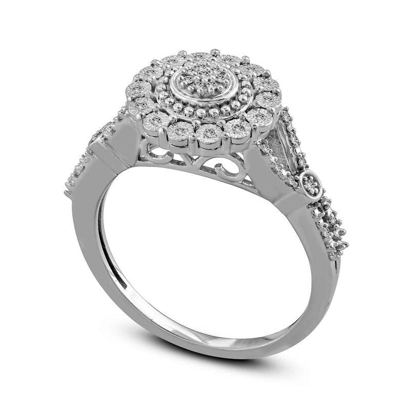 0.10 CT. T.W. Composite Natural Diamond Frame Ring in Sterling Silver