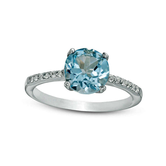 8.0mm Blue and White Topaz Ring in Sterling Silver