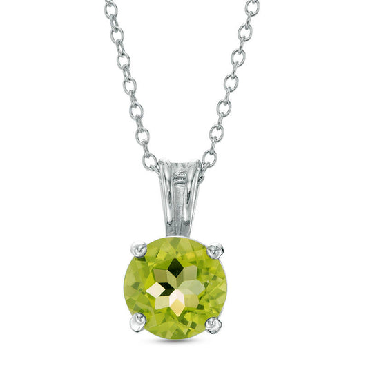 8.0mm Peridot Solitaire Pendant in Sterling Silver