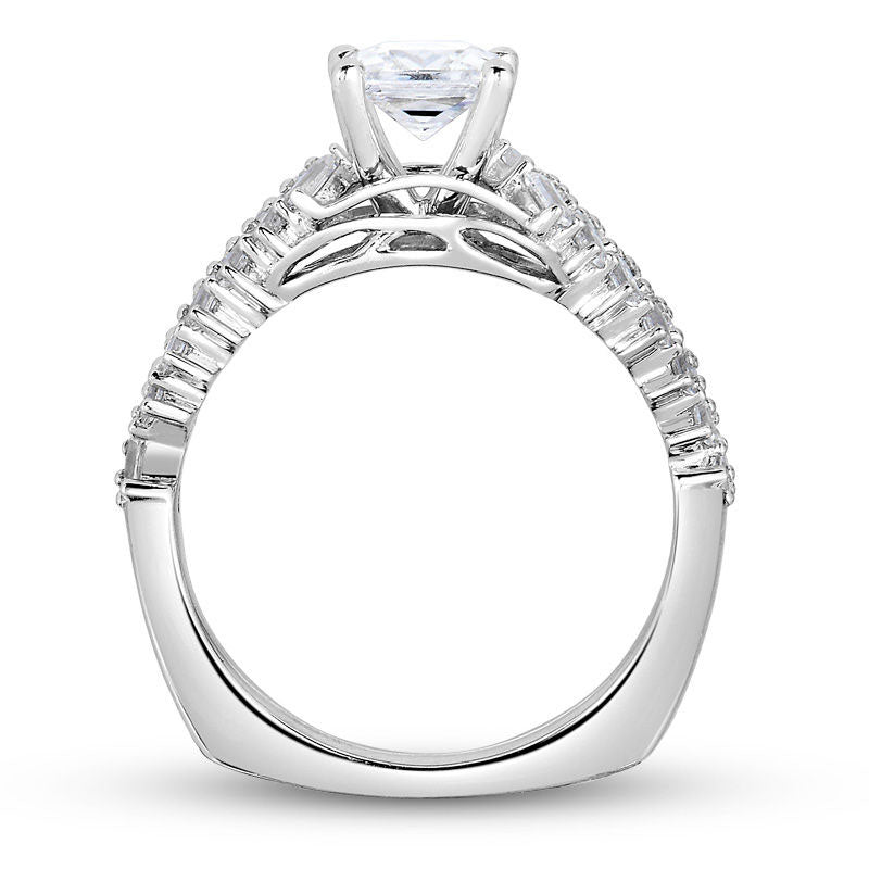 2.5 CT. T.W. Princess-Cut Natural Diamond Chevron Bridal Engagement Ring Set in Solid 14K White Gold