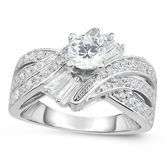 1.25 CT. T.W. Natural Diamond Multi-Row Bypass Engagement Ring in Solid 14K White Gold