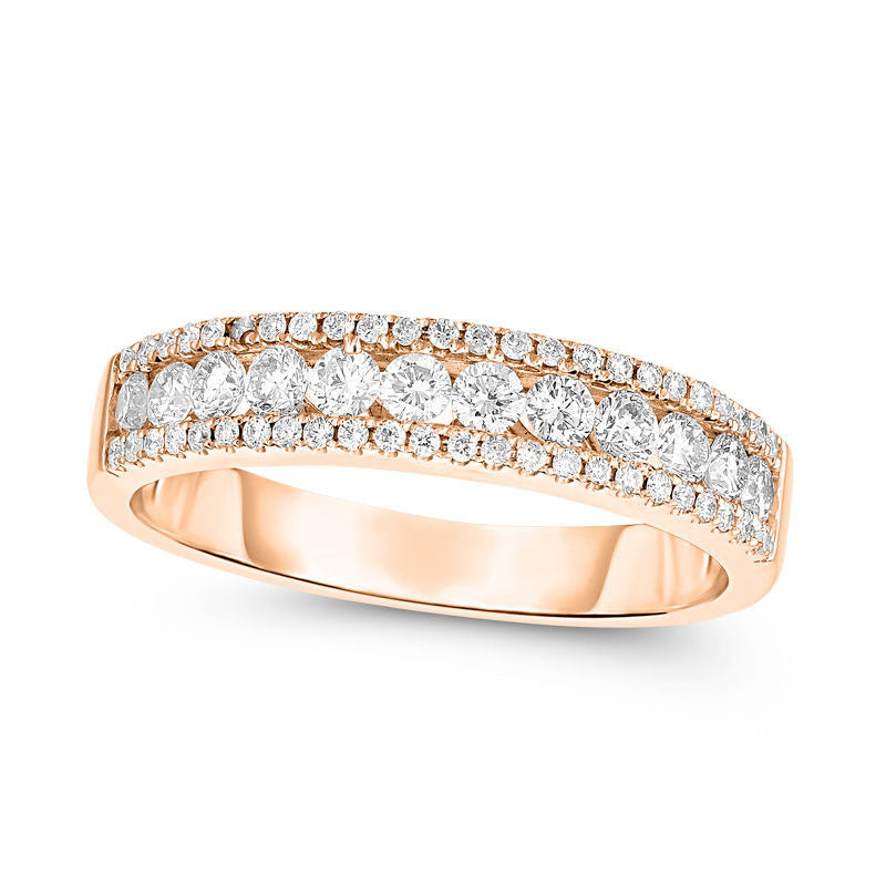 0.50 CT. T.W. Natural Diamond Multi-Row Band in Solid 10K Rose Gold