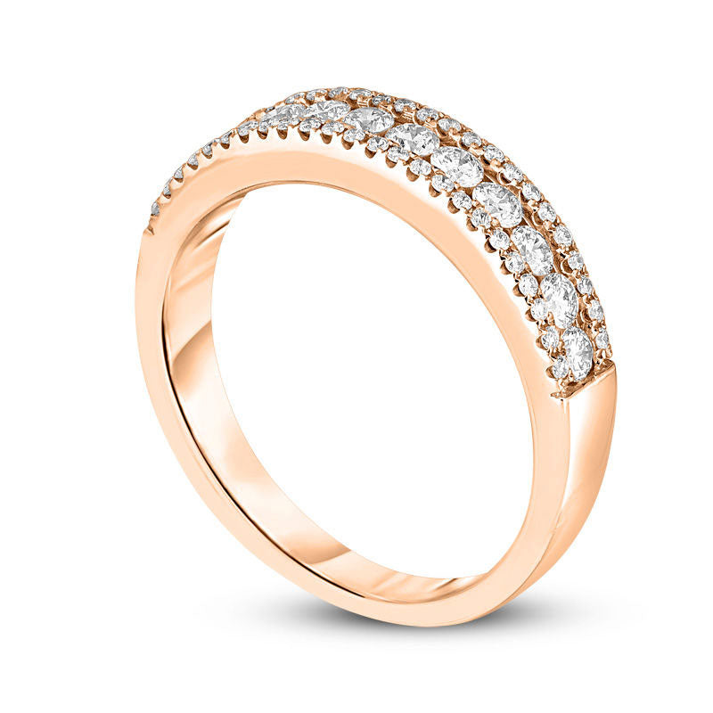 0.50 CT. T.W. Natural Diamond Multi-Row Band in Solid 10K Rose Gold