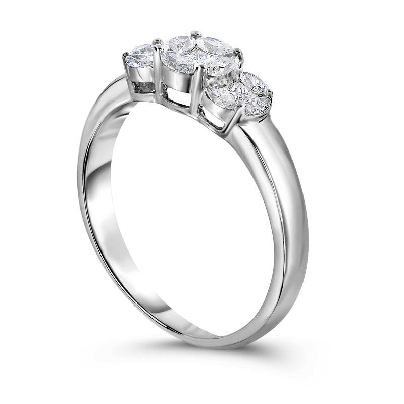 0.50 CT. T.W. Marquise and Princess-Cut Composite Natural Diamond Three Stone Engagement Ring in Solid 14K White Gold