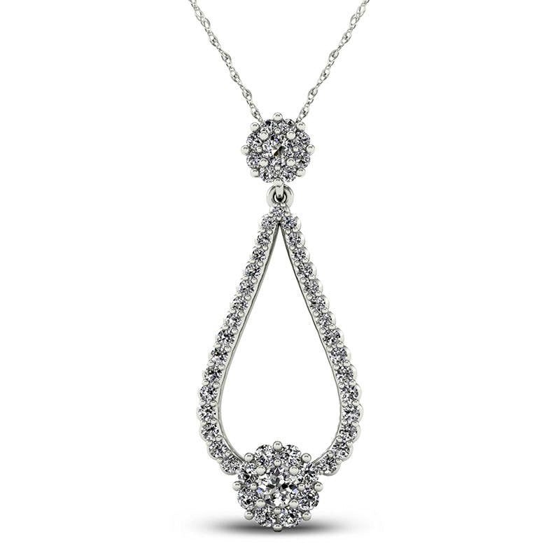 0.5 CT. T.W. Natural Diamond Frame Teardrop Pendant in 10K White Gold