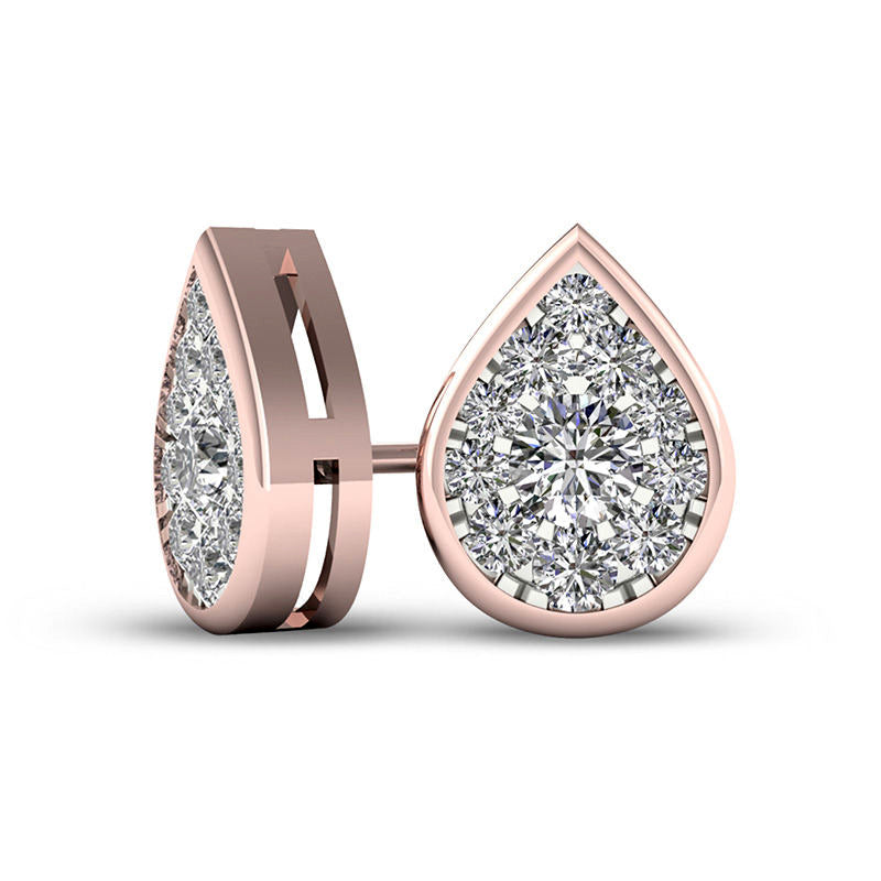 0.5 CT. T.W. Diamond Teardrop Frame Stud Earrings in 10K Rose Gold