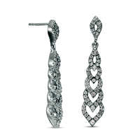 Lab-Created White Sapphire Multi-Tier Flame Drop Earrings in Sterling Silver