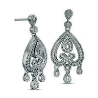 Lab-Created White Sapphire Vintage-Style Chandelier Drop Earrings in Sterling Silver