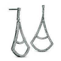 Lab-Created White Sapphire Pendulum Drop Earrings in Sterling Silver