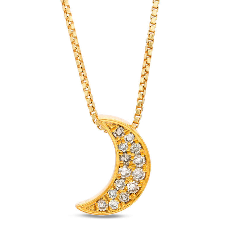 0.1 CT. T.W. Natural Diamond Crescent Moon Pendant in Sterling Silver with 18K Gold Plate