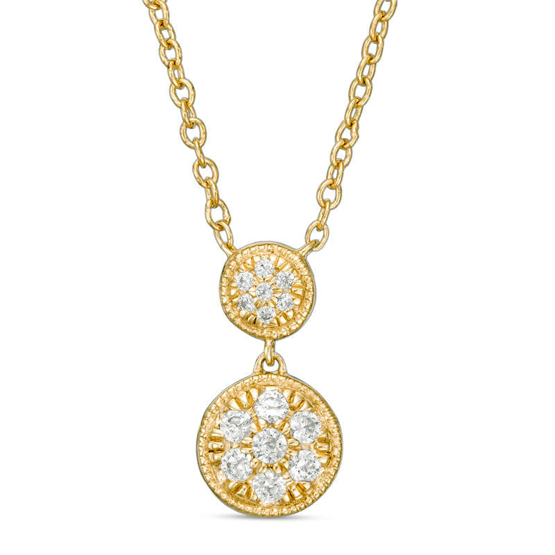 0.13 CT. T.W. Composite Natural Diamond Antique Vintage-Style Necklace in 14K Gold