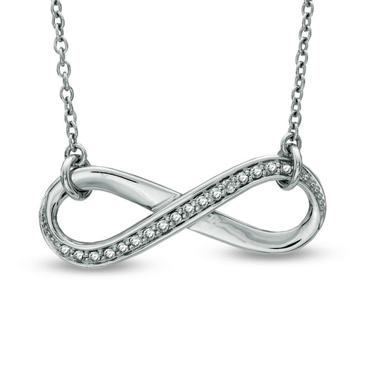 0.1 CT. T.W. Natural Diamond Sideways Infinity Necklace in Sterling Silver