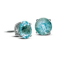 11.0mm Blue Topaz Solitaire Stud Earrings in Sterling Silver