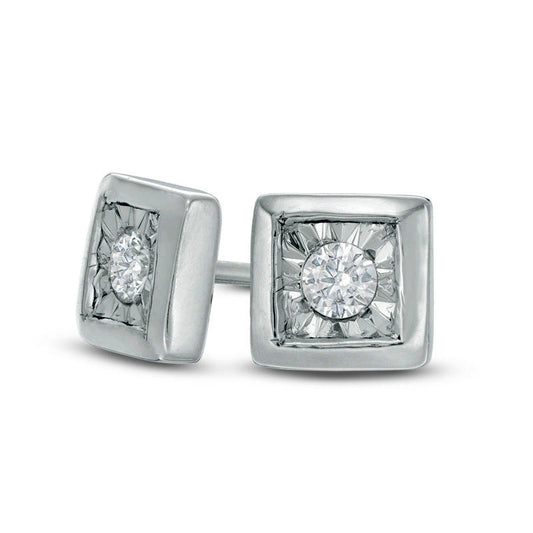 0.25 CT. T.W. Diamond Solitaire Square Stud Earrings in 10K White Gold