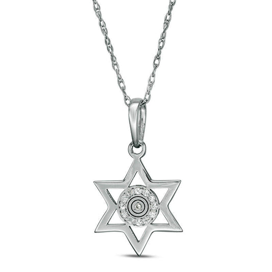 Natural Diamond Accent Laser-Cut Star of David Pendant in 10K White Gold