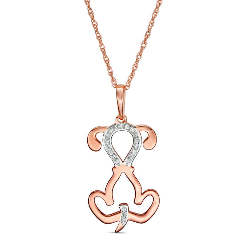 0.05 CT. T.W. Natural Diamond Laser-Cut Dog Pendant in 10K Rose Gold