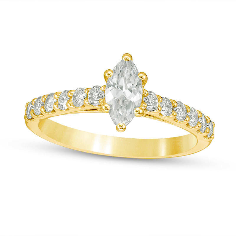 1.0 CT. T.W. Certified Marquise Natural Diamond Engagement Ring in Solid 14K Gold (I/I1)