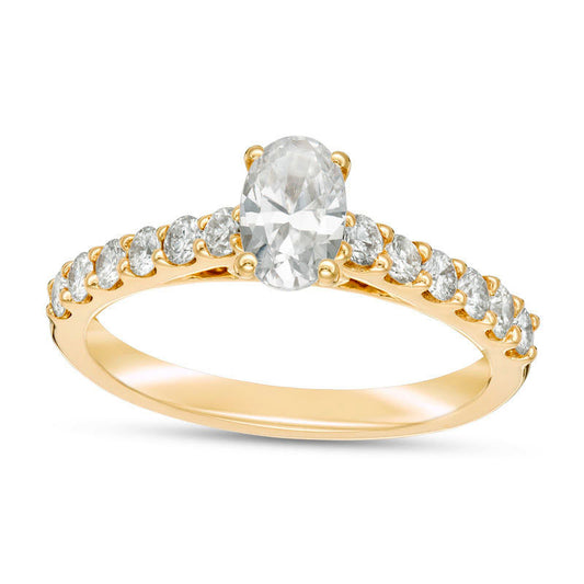 1.0 CT. T.W. Certified Oval Natural Diamond Engagement Ring in Solid 14K Gold (I/I1)