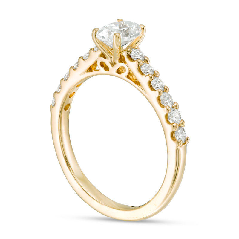 1.0 CT. T.W. Certified Oval Natural Diamond Engagement Ring in Solid 14K Gold (I/I1)