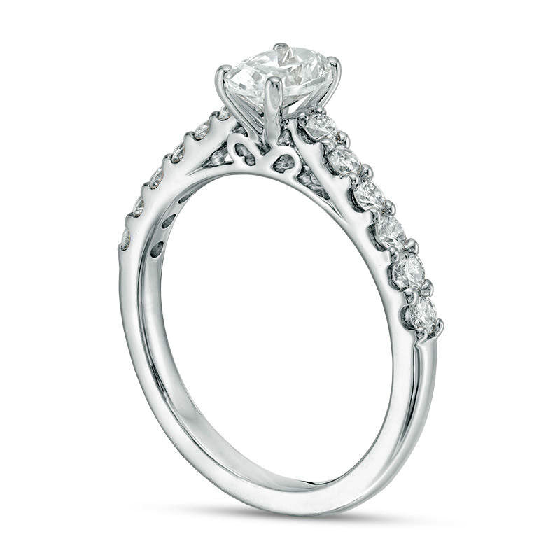 1.0 CT. T.W. Certified Oval Natural Diamond Engagement Ring in Solid 14K White Gold (I/I1)