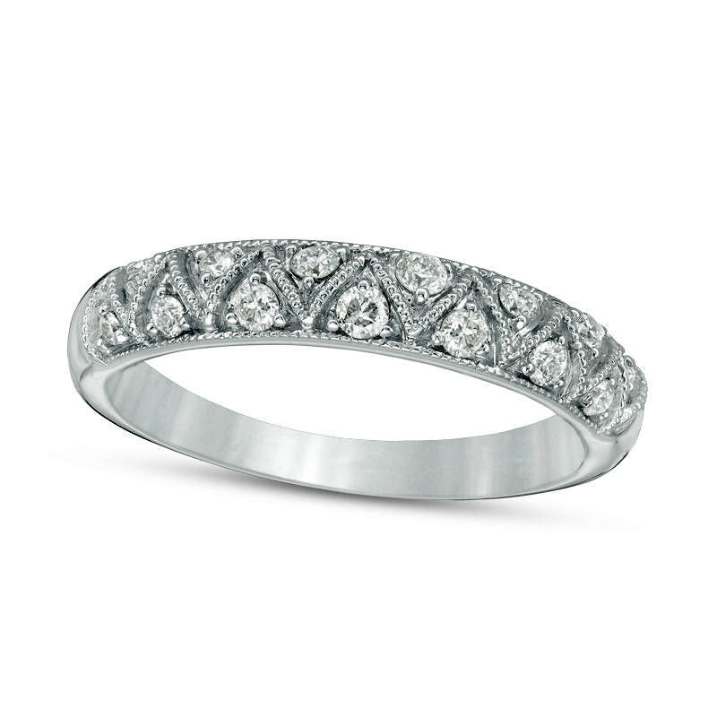 0.25 CT. T.W. Certified Natural Diamond Zig-Zag Antique Vintage-Style Anniversary Band in Solid 14K White Gold (I/I1)