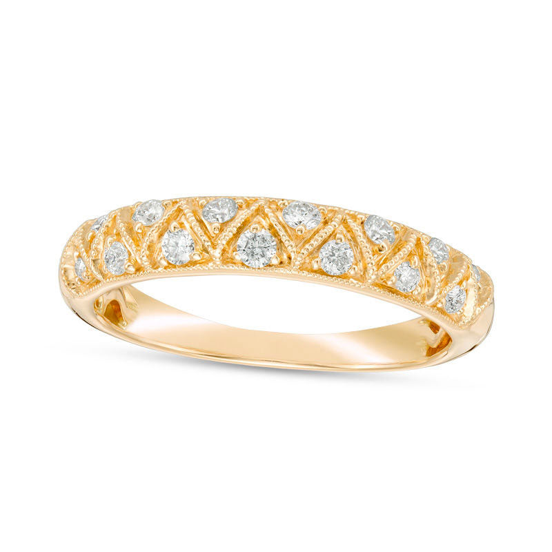 0.25 CT. T.W. Certified Natural Diamond Zig-Zag Antique Vintage-Style Anniversary Band in Solid 14K Gold (I/I1)