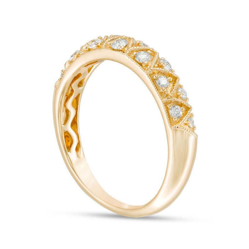 0.25 CT. T.W. Certified Natural Diamond Zig-Zag Antique Vintage-Style Anniversary Band in Solid 14K Gold (I/I1)