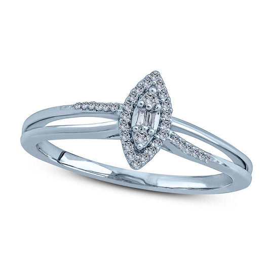 0.10 CT. T.W. Composite Natural Diamond Marquise Frame Promise Ring in Solid 10K White Gold