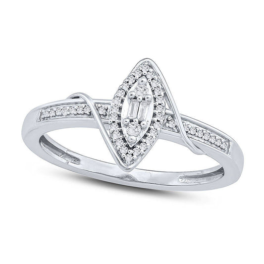 0.10 CT. T.W. Composite Natural Diamond Marquise Bypass Frame Promise Ring in Solid 10K White Gold