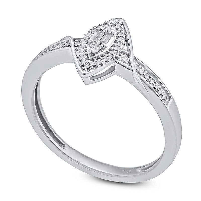 0.10 CT. T.W. Composite Natural Diamond Marquise Bypass Frame Promise Ring in Solid 10K White Gold