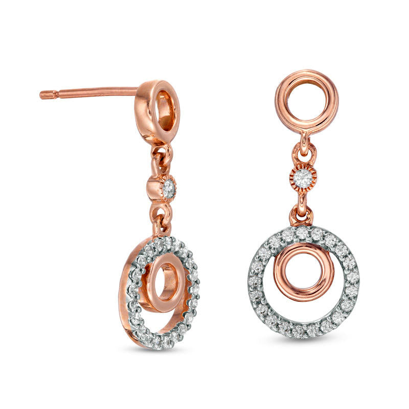 0.33 CT. T.W. Diamond Circle Vintage-Style Drop Earrings in 10K Rose Gold