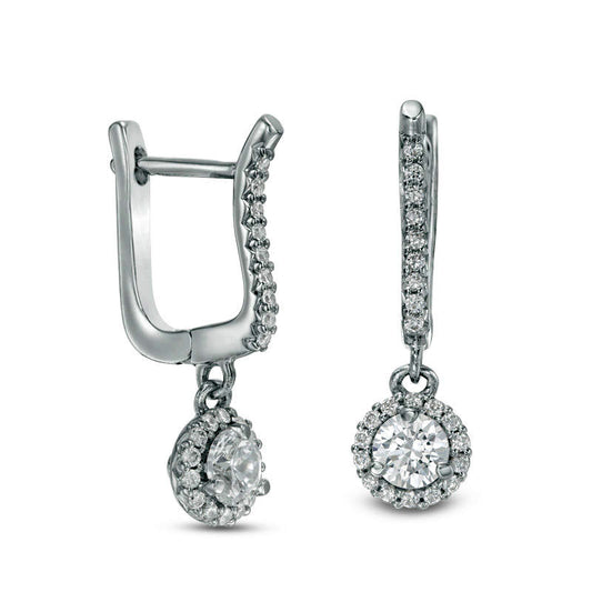 0.75 CT. T.W. Diamond Frame Drop Earrings in 10K White Gold