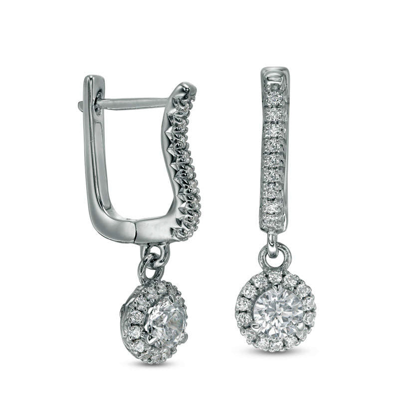 0.63 CT. T.W. Diamond Frame Drop Earrings in 10K White Gold