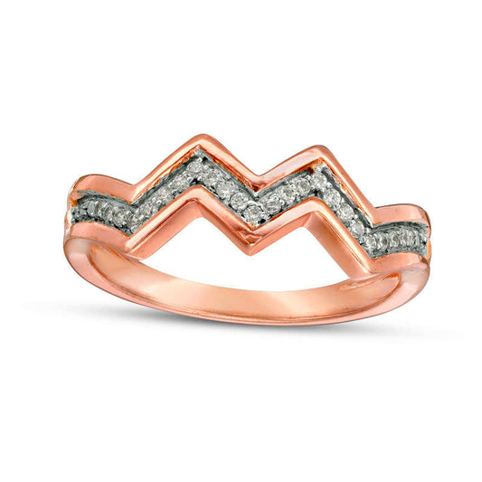 0.13 CT. T.W. Natural Diamond Zig-Zag Band in Solid 10K Rose Gold