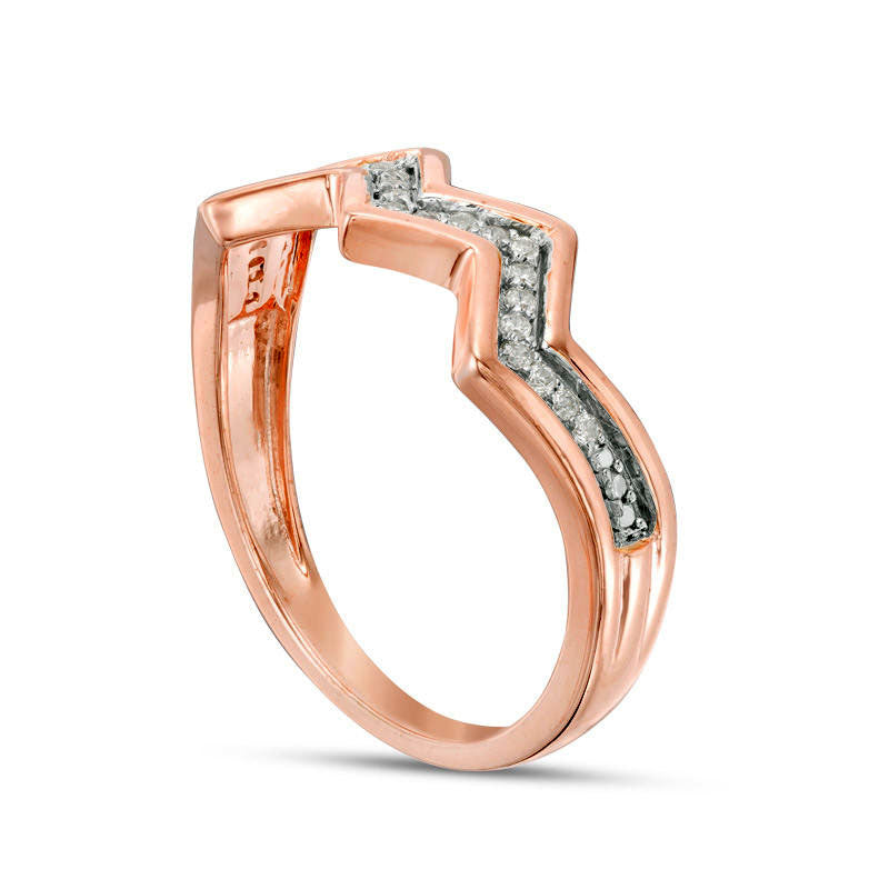 0.13 CT. T.W. Natural Diamond Zig-Zag Band in Solid 10K Rose Gold