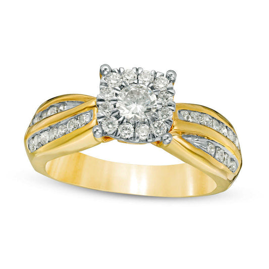 0.88 CT. T.W. Natural Diamond Frame Engagement Ring in Solid 10K Yellow Gold