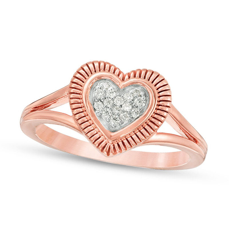 0.07 CT. T.W. Composite Natural Diamond Heart Promise Ring in Solid 10K Rose Gold